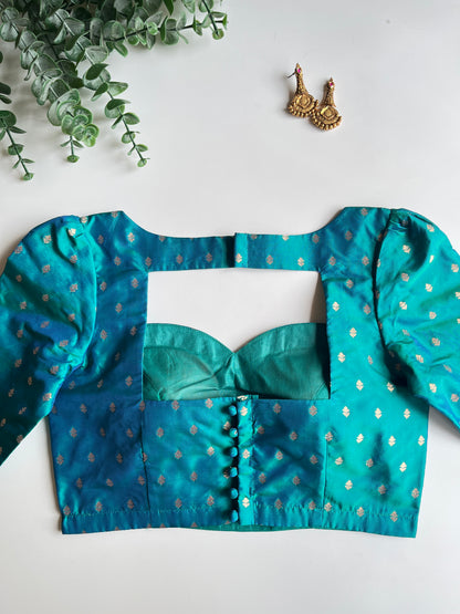 Peacock Blue Green Butta Blouse