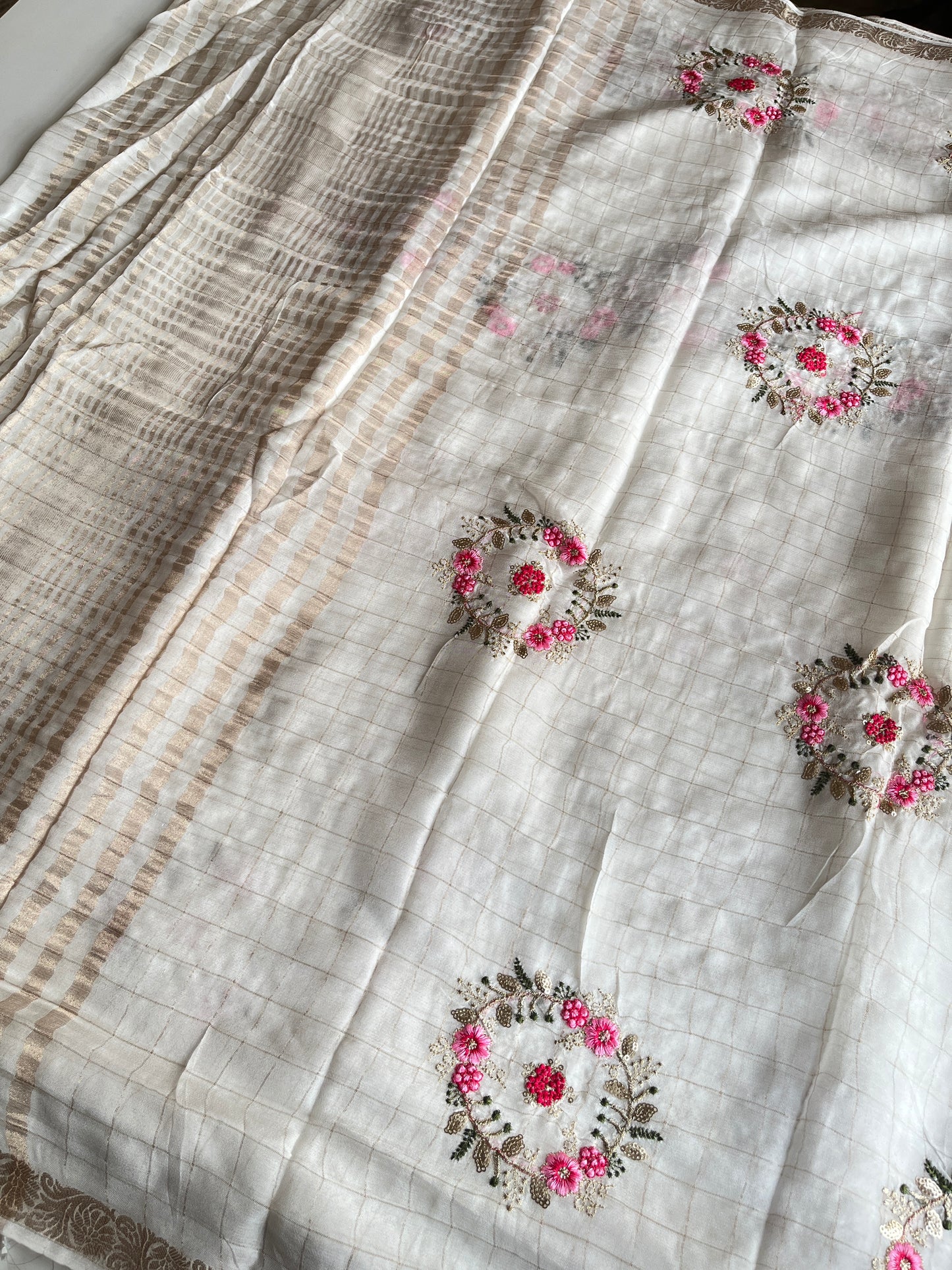 White Embroidered Saree