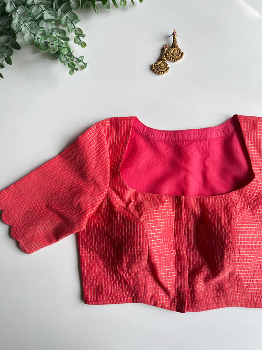 Peach Check Blouse