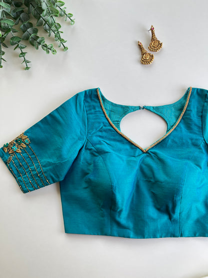 Peacock Blue Handwork Blouse