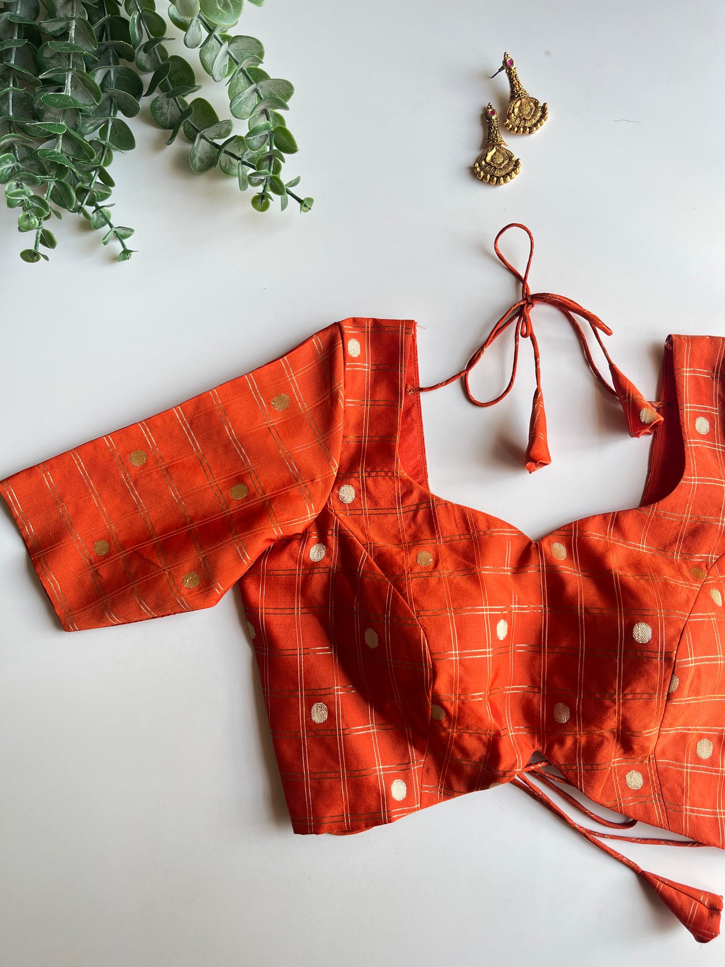 Orange Check Blouse