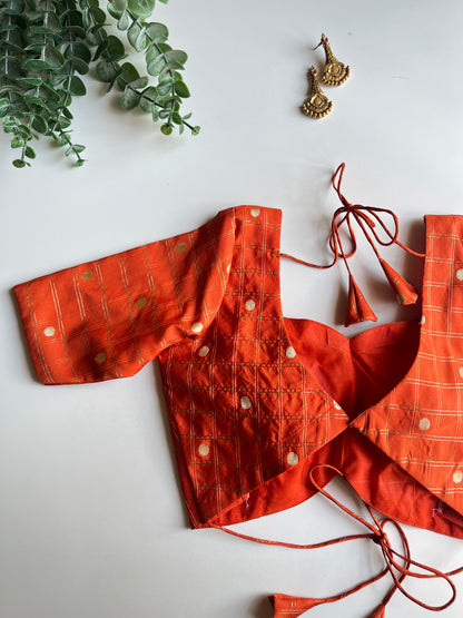 Orange Check Blouse