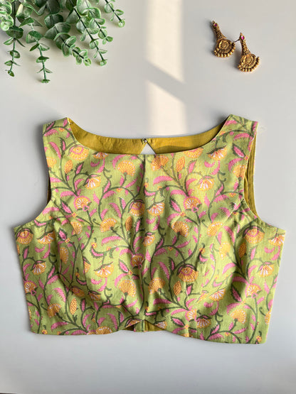 Green Floral Cotton Blouse