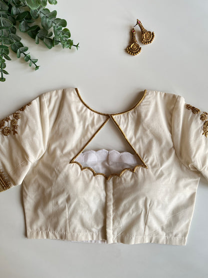 Off white Floral Handwork Blouse