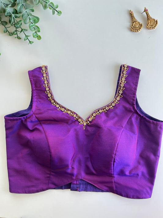 Purple Minimal Handwork Blouse