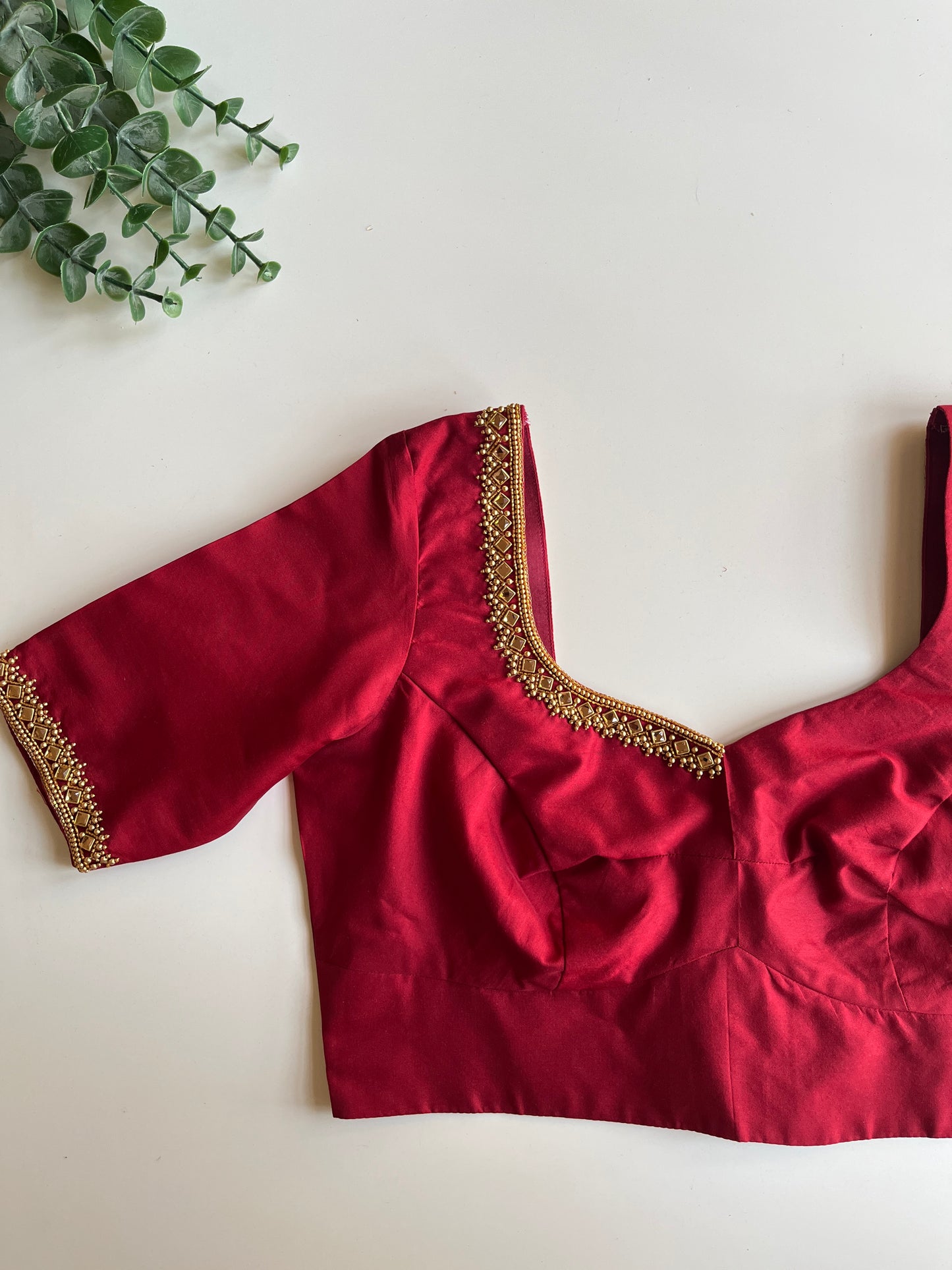 Cherry Red Handwork Blouse