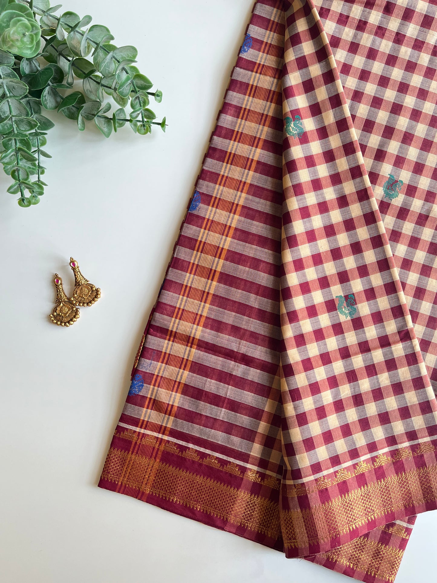 Madras Check Saree