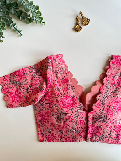 Pink Cotton Floral Blouse