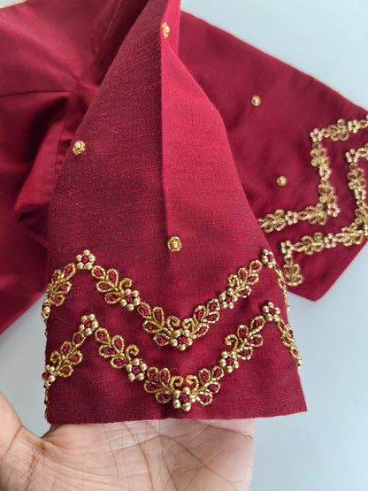 Maroon Minimal Handwork Blouse