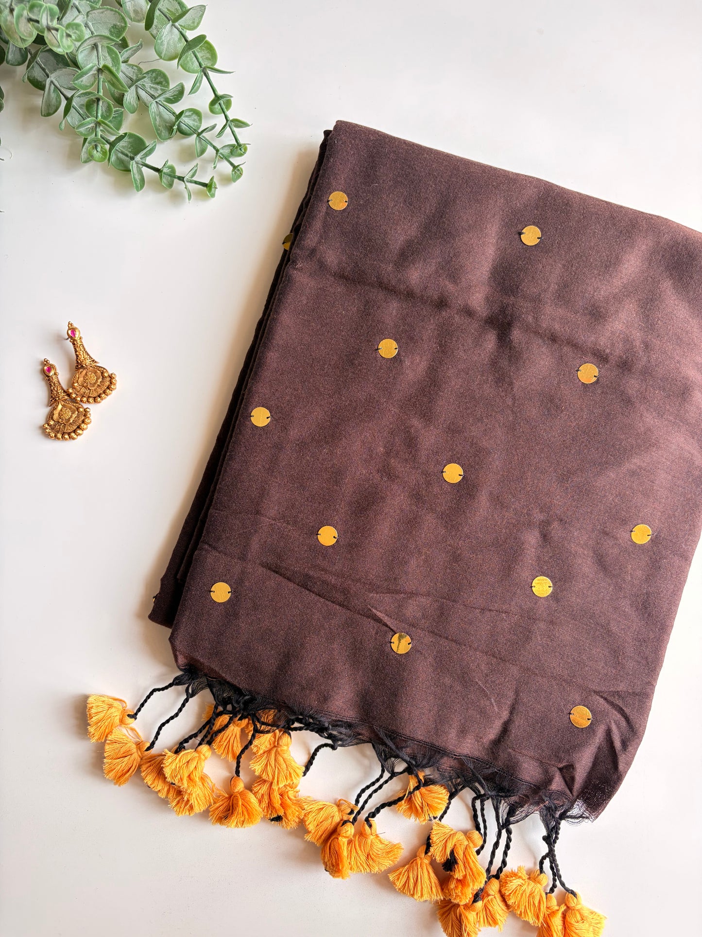 Brown Chumki Saree