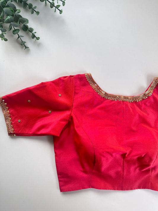 Peach Orange Handwork Blouse