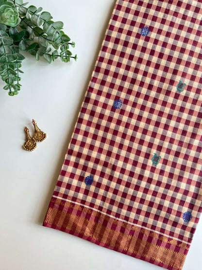 Madras Check Saree