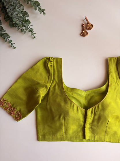 Parrot Green Handwork Blouse