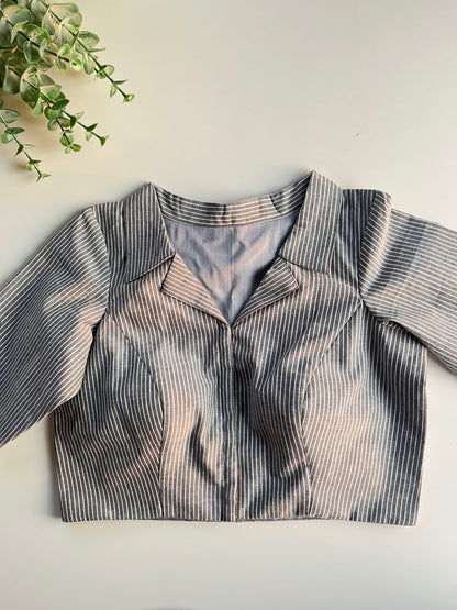 Grey Office Wear Blouse
