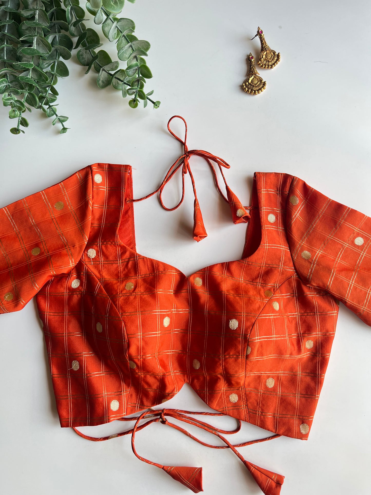 Orange Check Blouse