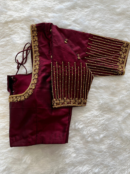 Wine handworked blouse