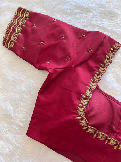 Maroon Scallop Blouse