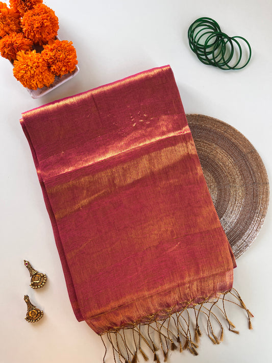 Pink Tissue Silk Saree