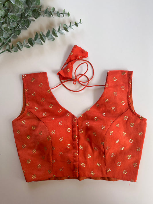 Rust Orange Mukaish Blouse