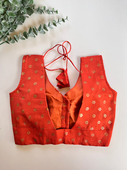 Rust Orange Mukaish Blouse