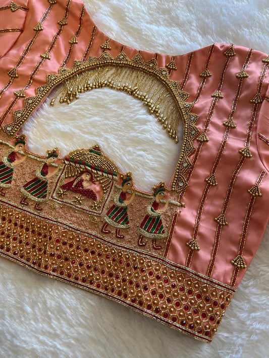 Peach Palki Bridal blouse