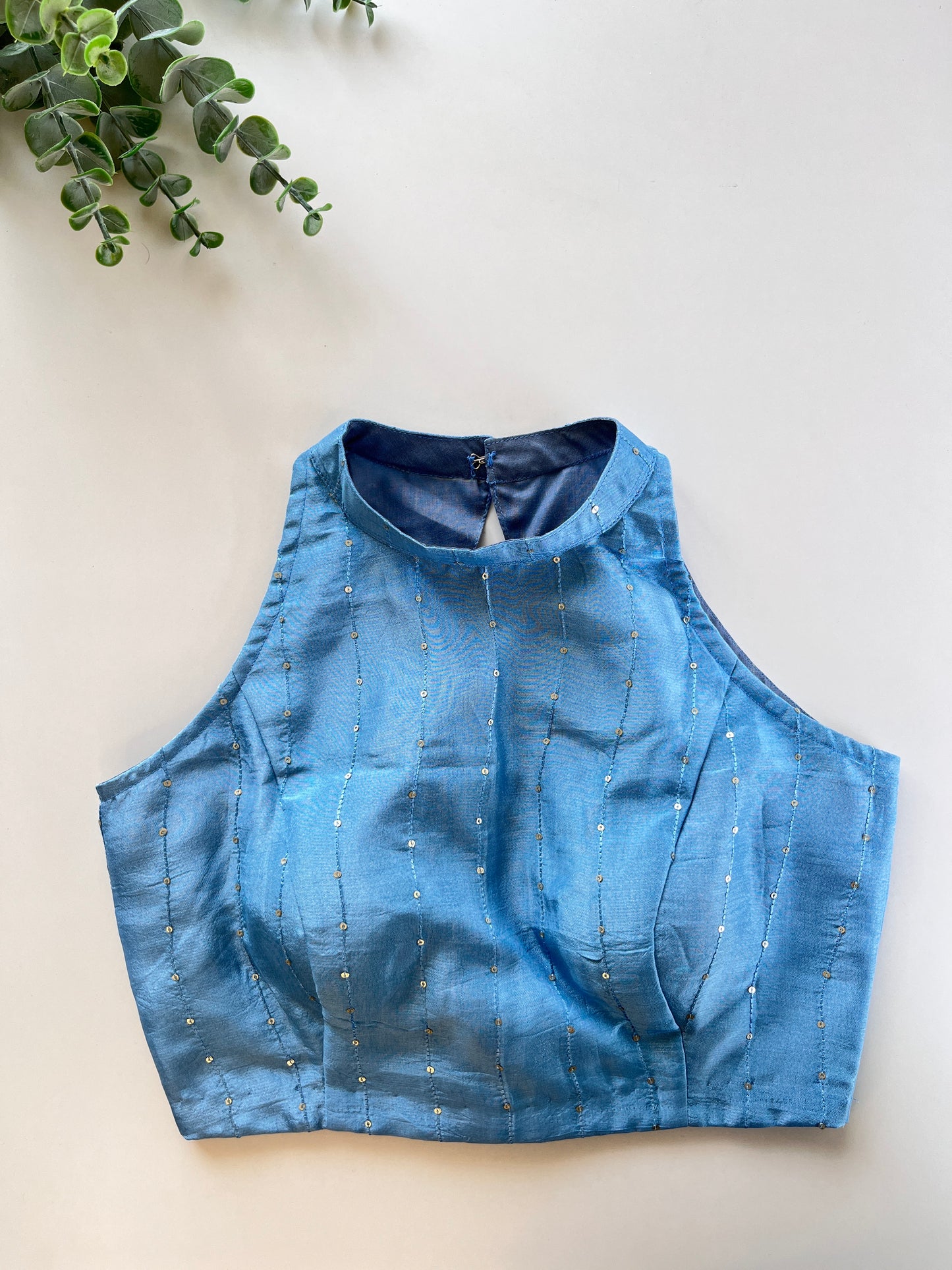 Powder Blue Halter Neck Blouse