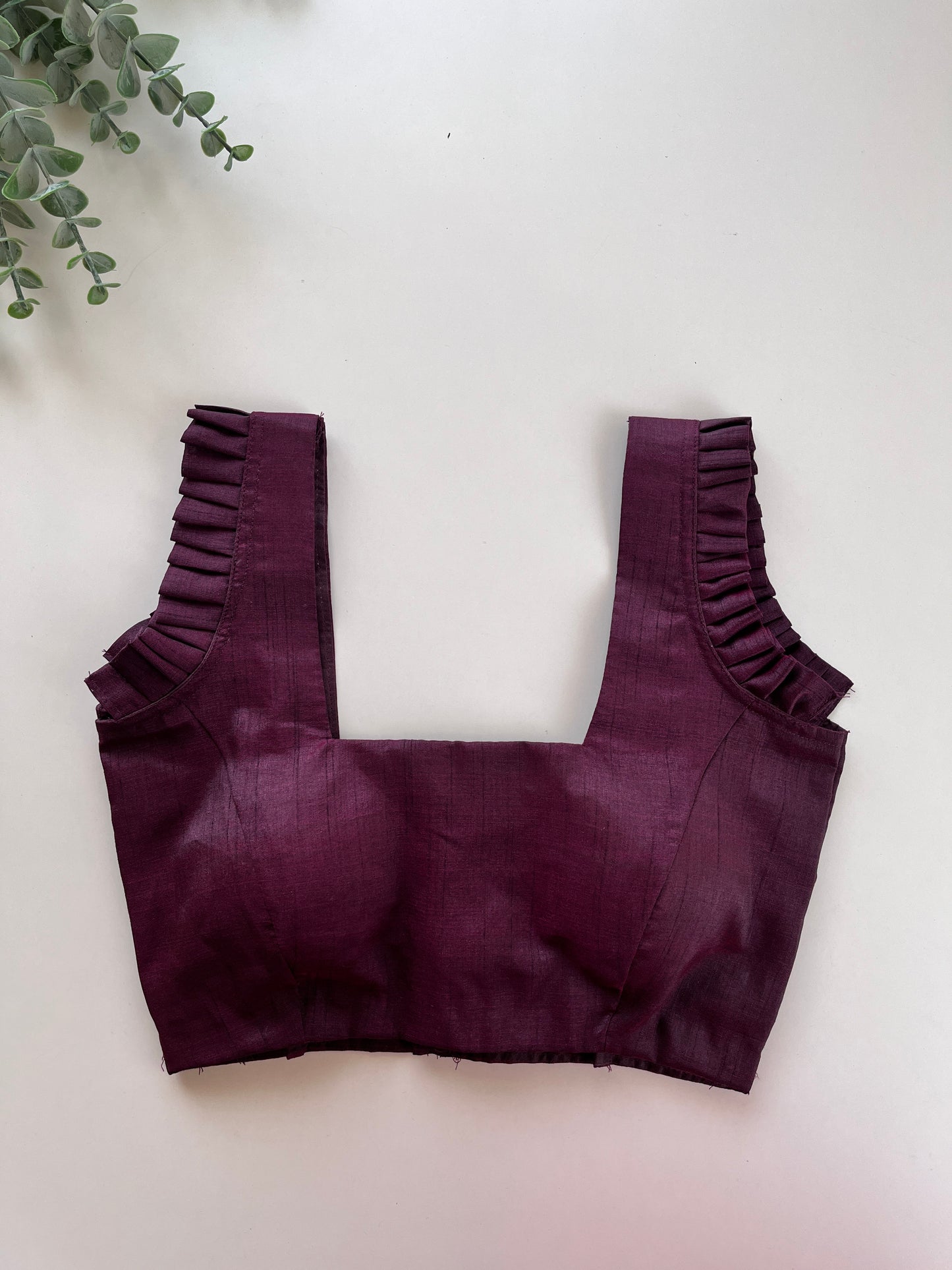 Burgundy Pleated Sleeveless Blouse