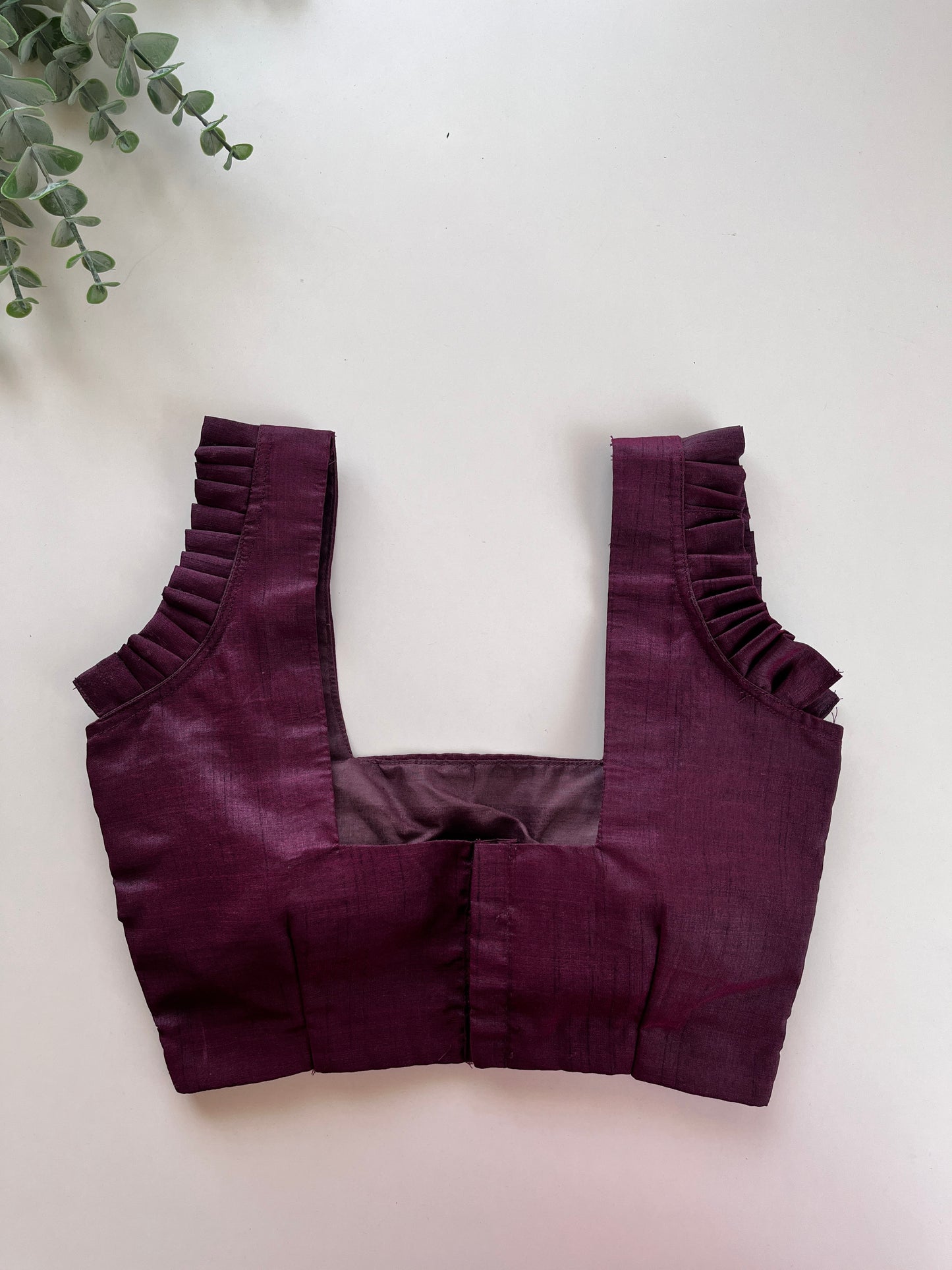 Burgundy Pleated Sleeveless Blouse
