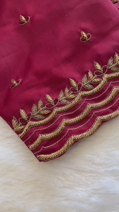 Maroon Scallop Blouse